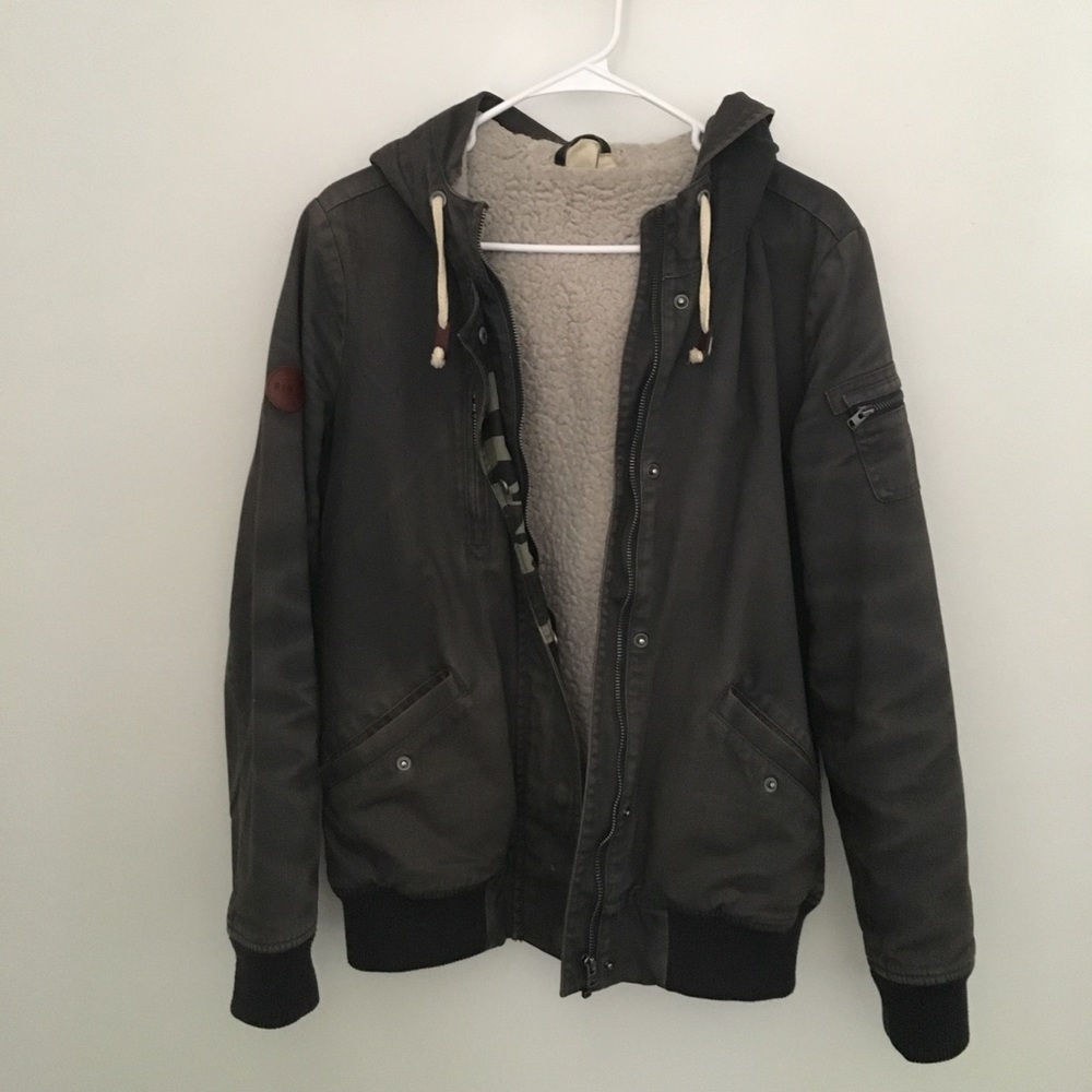 **SOLD**Roxy Sherpa lined jacket (charcoal grey)